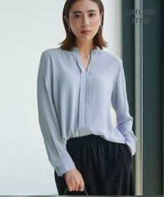 ICB L 【新色追加・WEB限定】BackSatinAmunzen キーネックブラウス