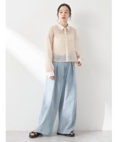 earth music&ecology ソデスリットクロップドシャツ