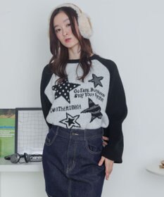 WEGO 【2025年秋冬新作】フラッフィーグラフィックニットBIGプルオーバー