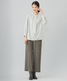 J.PRESS LADIES L シャツジャージー バンドカラー カットソー