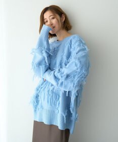 YECCA VECCA スター柄フリンジルーズニット