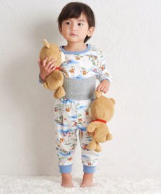 MIKI HOUSE HOT BISCUITS 【80-120cm】 リゾートビーンズ 腹巻き付き タック天竺素材 長袖パジャマ