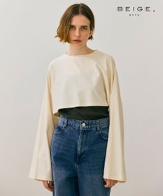 BEIGE， 【BEIGE,ecru/WEB限定・洗える】JERSEY STITCH / コットンクロップドトップス