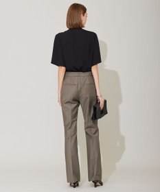 ICB 【洗える】BackSatinAmunzen 5分袖ラッフルデザインブラウス