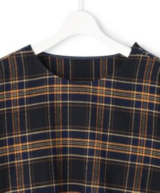 23区 L 【Lサイズ限定】ブラッシュド ビエラチェック ノーカラーブラウス