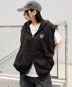 WEGO 【ユニセックス着用ITEM/MLサイズ展開】ワンポイントノースリジップパーカー