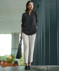 ICB L 【新色追加・WEB限定】BackSatinAmunzen キーネックブラウス