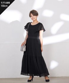 Tiaclasse 【洗える】シフォンチェック配色フリルワンピース