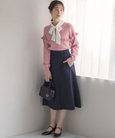 組曲 バスケット編みフリル ニット