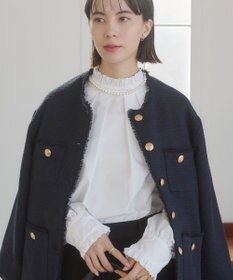 WEGO 【ANGIE VINTAGE/オケージョン対応 / セレモニー対応】ノーカラー ツイードジャケット