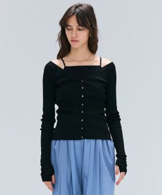 BEIGE， 【洗える・BAILA 10月号掲載】MARINO / 2WAYリブコンパクトカーディガン