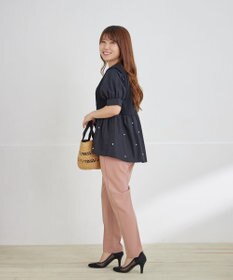 Tiaclasse 【洗える】パール付きカットソードッキングブラウス