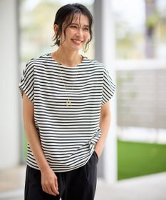 ANY 【洗濯機可/接触冷感/UVカット/アンチピリング】ドライポンチフレンチスリーブプルオーバー