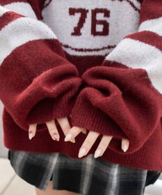 WEGO 【25年秋冬新作】フラッフィーVネックニットBIGプルオーバー