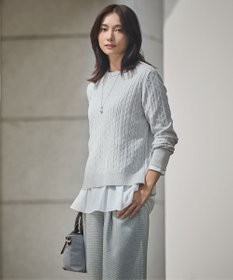 J.PRESS LADIES 【洗える】TUMUGITOピンヘッド ワイド パンツ