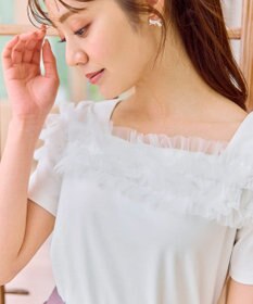 Feroux 【洗える・汗ジミが目立たない】デコルテチュール カットソー