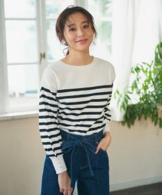 Feroux 【洗える】パールポイントパフスリーブ ニット