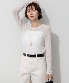 23区 【SLOW/一部店舗限定】リンクルレース シアー カットソー ホワイト系