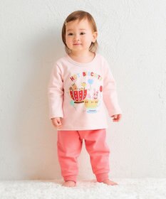 MIKI HOUSE HOT BISCUITS 【80-120cm】ミニ裏毛パイル素材 ティーカップ柄 ルームウェアセット