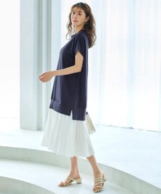 Tiaclasse 【洗える】裏毛プリーツコンビワンピース