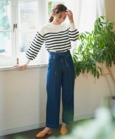 Feroux 【洗える】パールポイントパフスリーブ ニット