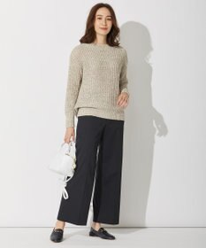 自由区 L 【洗える】コットンラッセル ボートネックニット