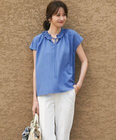 23区 【WEB&一部店舗限定】ライトタンブラー ギャザー フリル ブラウス