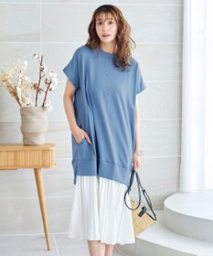 Tiaclasse 【洗える】裏毛プリーツコンビワンピース