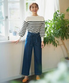 Feroux 【洗える】パールポイントパフスリーブ ニット