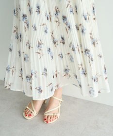 YECCA VECCA フラワー柄フリルプリーツワンピース