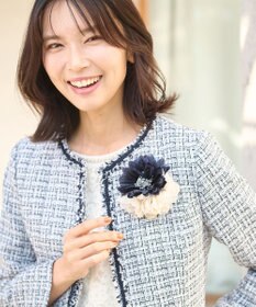 ANY ファンシーラメツイード ノーカラージャケット