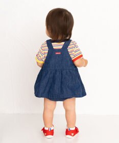 MIKI HOUSE HOT BISCUITS 【70-90cm】 顔ドン スカート付きデニムロンパース