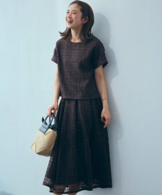 23区 【洗える】Broche チェック レース ブラウス