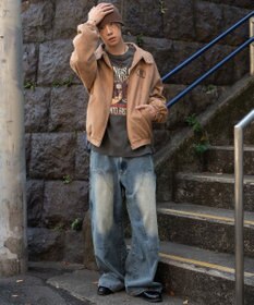 WEGO 【ユニセックス着用ITEM/MLサイズ展開】フェイクスウェードロゴスウィングトップ