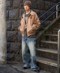 WEGO 【ユニセックス着用ITEM/MLサイズ展開】フェイクスウェードロゴスウィングトップ