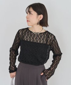 Green Parks パネルラインレースカットプルオーバー