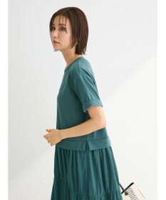 Green Parks カットソー異素材ドッキングワンピース