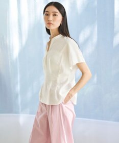 UNFILO リネンレーヨン タックブラウス