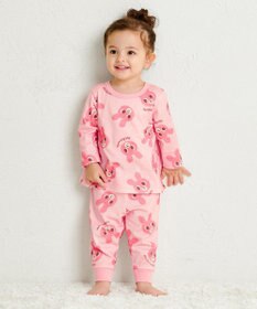 MIKI HOUSE HOT BISCUITS 【80-120cm】 キャビットフェイスプリント 腹巻き付き長袖パジャマ