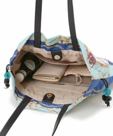 TOPKAPI 【TREASURE TOPKAPI】マイルドサテン スカーフ柄 巾着 トート バッグ