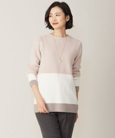 J.PRESS LADIES L 【洗える】CLEAR COTTON BLEND カラーブロック ニット