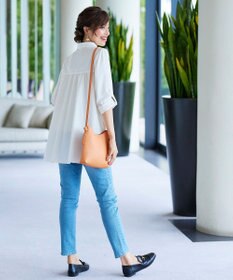 Tiaclasse 【洗える】フレアシャツチュニックブラウス