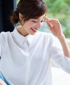 Tiaclasse 【洗える】フレアシャツチュニックブラウス