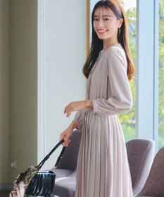 Tiaclasse 【新色追加・洗える】パールボタンプリーツワンピース