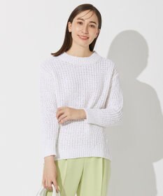 自由区 L 【洗える】コットンラッセル ボートネックニット