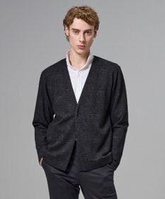 JOSEPH HOMME 【イージーケア】パフィーチェックジャージー　カーディガン グレー系