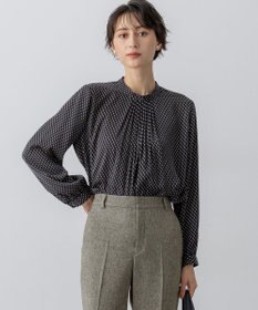 23区 【洗える】グラデーションドットプリント ブラウス ネイビー系