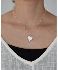 yoaa シルバー925 ハートプレートブラックダイヤモンドネックレストップ