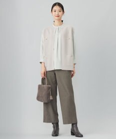 J.PRESS LADIES L シャツジャージー バンドカラー カットソー