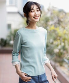 ANY SIS 【好印象ブライトニット】レースポイント プルオーバー アイスブルー